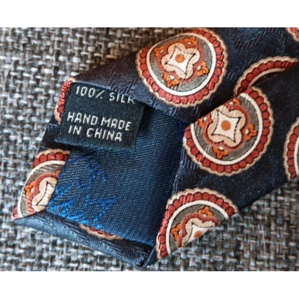 Tie 70s 80s 90s Y2K Mens Jos A Bank Silk Black Brown Beige 3.5 Wide 60 Long